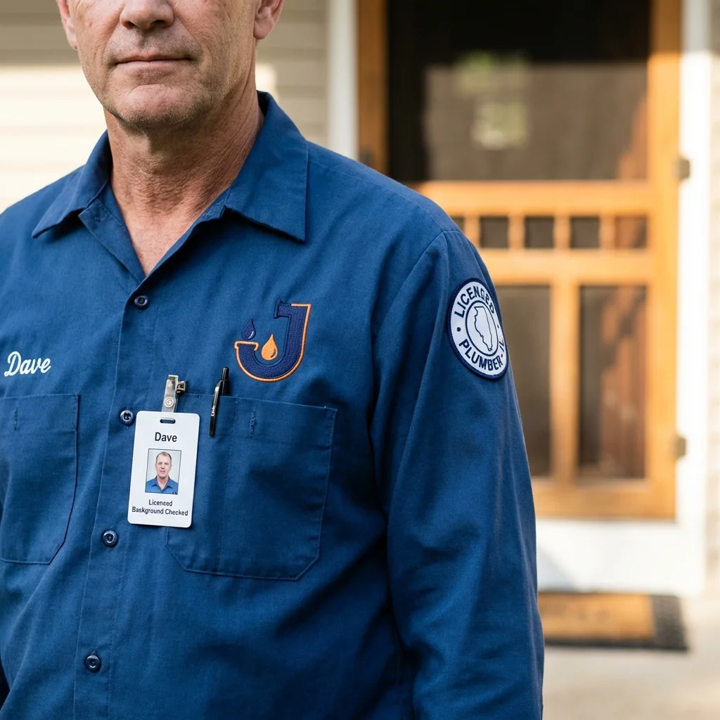 Licensed plumber showing ID badge in Smyrna, DE